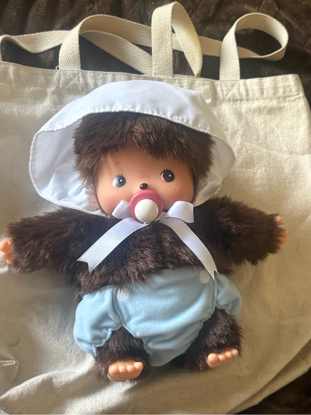 large size bebichhichi boy monchhichi with bonnet